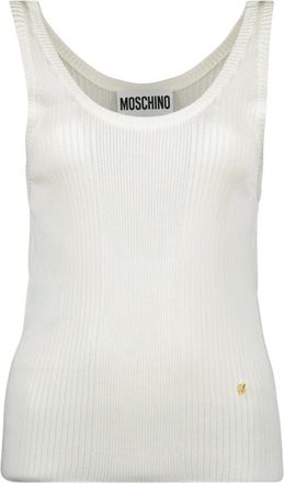 Moschino Geribbelde witte top lente-zomer 2025 - Dames - Tops zonder mouwen - Wit - S - Tops