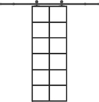 vidaXL Vidaxl - Puerta Corredera Con Set Herrajes Vidrio Esg Aluminio 76x205 Cm