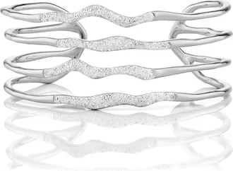 Monica Vinader Sterling Silver Riva Diamond Hero Wave Cuff Diamond