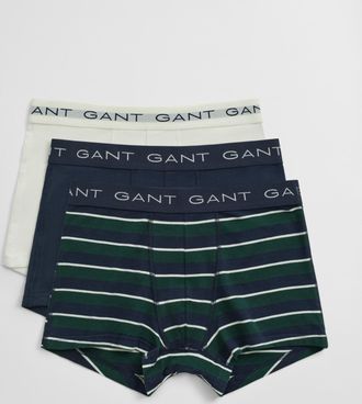 GANT Men 3-Pack Multistriped Trunks (XXXL) TARTAN GREEN
