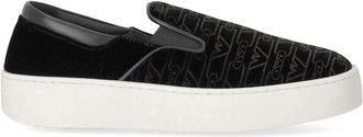 Emporio Armani Monogram Slip-On Velvet Sneaker - Dames - Sneakers - Zwart - 38 EU - Leer - Schoenen