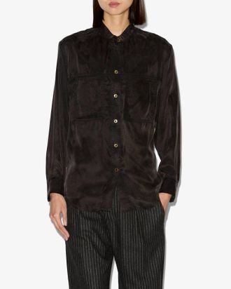 Isabel Marant Zetta Washed Satin Shirt In Faded Black
