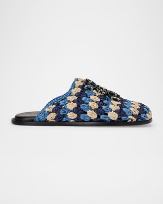 Loewe x Paula & apos;s Ibiza Men & apos;s Crochet Raffia Flex Mules