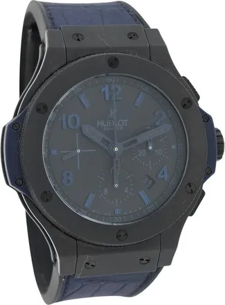 Hublot Pre-owned Hublot All Black Chronograph Black Dial with Blue Index Dial Mens Watch 301.CI.1190.GR.ABB09