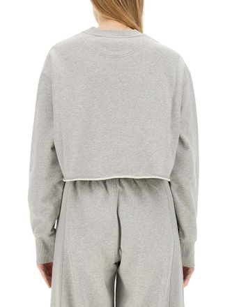 Stella McCartney Cropped Logo Cotton Sweatshirt - Gray