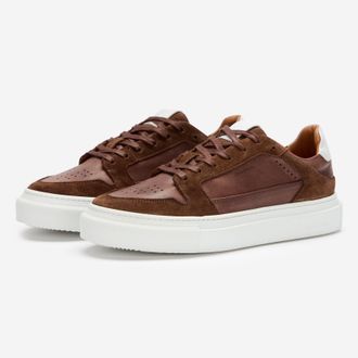 Oliver Sweeney Mens Hand Finished Calf Leather Cupsole Trainers - Brown - Size UK 10.5