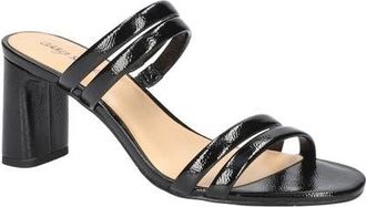 Easy Street Jemma Slide Sandal in Black Crinkled Patent at Nordstrom, Size 6.5