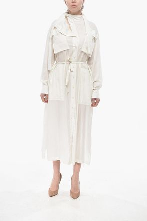 Christophe Lemaire Tie Neck Shirt Dress With Drawstring Waist Lemaire
