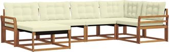 vidaXL Conjunto De Sof&aacute;s De Exterior 6 Uds. Natural Y Crema Vidaxl