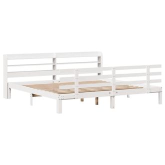 Berkfield Home Bed Frame with Headboard without Mattress White 200x200 cm