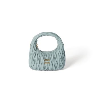 Miu Miu Wander Matelass&eacute; Nappa Leather Hobo Bag, Woman, Powder Blue