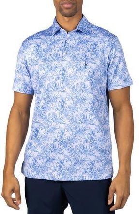 Tailorbyrd Distressed Tropical Print Performance Polo in Denim at Nordstrom Rack, Size Xxx-Large