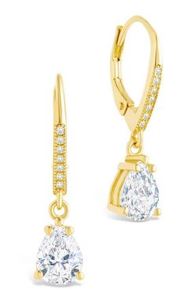 Sterling Forever Angelica Pear Cut Cubic Zirconia Drop Earrings in Gold at Nordstrom