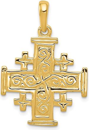Diamond2Deal 14k Yellow Gold Jerusalem Cross Pendant