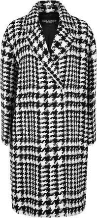 Dolce & Gabbana Oversized Pied-de-poule Jas - Dames - Mantel - Zwart - M - Katoen - Jassen