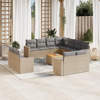 vidaXL Set De Sof&aacute;s De Jard&iacute;n 12 Pzas Y Cojines Rat&aacute;n Sint&eacute;tico Marr&oacute;n Vidaxl