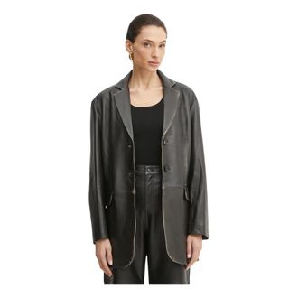 Liviana Conti Blazer de Cuero de Solapa Simple - Jackets - Mujer - Negro - S