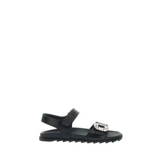 Roger Vivier Slidy Viv Strass Sandal 25 - Dames - Schoenen - Zwart - Maat: 38 EU