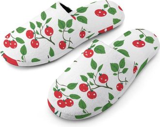 Generic Cranberry Leaves Mens House Slippers Slip Indoor Slipper On Shoes Warm Outdoor