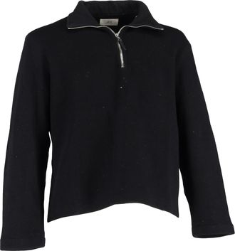 Mr P. Ribbed Half-Zip Sweater in Black Wool and Cashmere
