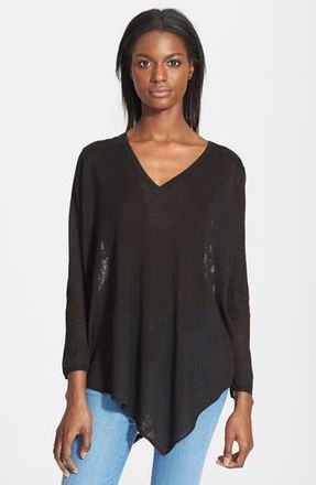 Joie Tambrel B Lace Back Asymmetrical Hem Sweater in Caviar at Nordstrom Rack, Size X-Small
