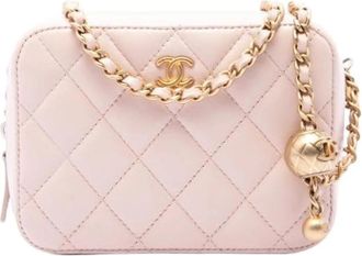 Chanel Pre-owned Vintage Quilted Crossbody - Dames - Vintage Schoudertas - Roze - ONE Size - Leer - Vintage