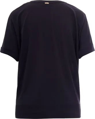 Herno Womens T-Shirt Glam Knit Navy Blue Main Fabric: Lyocell T-Shirts & Jerseys