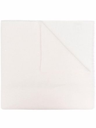 Brunello Cucinelli Sciarpa con bordi sfrangiati - Bianco