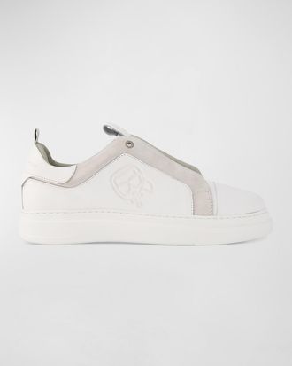 Karl Lagerfeld Men & apos;s Leather and Suede Karl Head Low-Top Sneakers