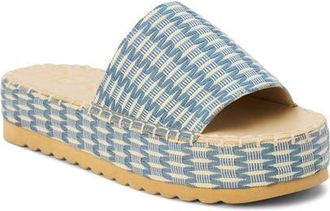 Matisse Footwear Del Mar Platform Slide Sandal in Indigo Multi Raffia at Nordstrom, Size 11