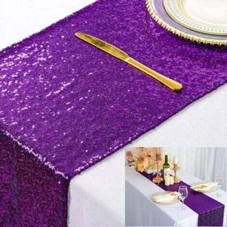 OEM Camino De Mesa, Camino De Mesa De Lentejuelas Moradas, 30 X 180 Cm, Manteles Para Fiestas, Camino De Mesa De Lentejuelas Morado Real