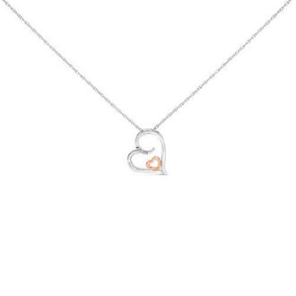 House of Brilliance 14K Rose Gold Plated Sterling Silver Diamond Accent Heart Pendant Necklace in White Gold Over Silver at Nordstrom