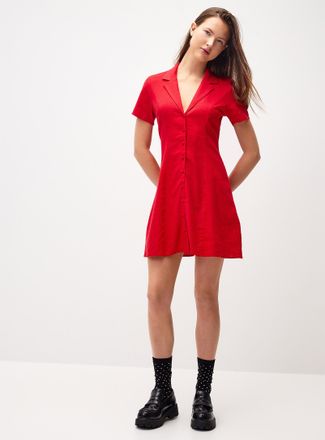 Twik Womens Linen-blend notched collar shirtdress