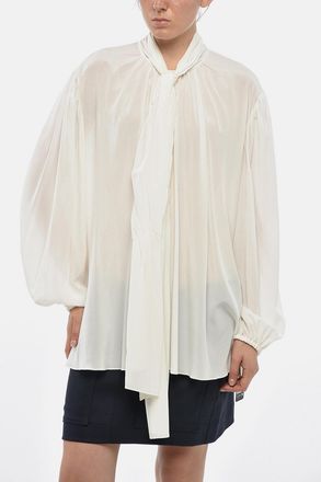 Dolce & Gabbana Blusa Tie Neck Svasata in Seta Dolce & Gabbana