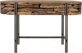Giner&Colomer Consola de madera de teca 140 cm estilo r&uacute;stico chic industrial