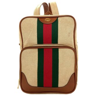 Gucci Brown Canvas Backpack (Pre-Owned)