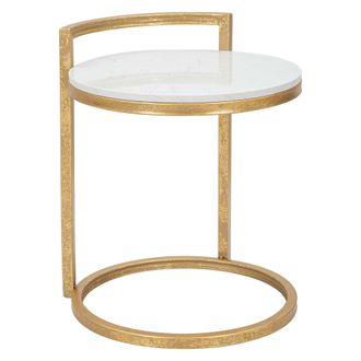 Dmora Mesa De Centro Koror, Redonda, Color Blanco, Estructura De M&aacute;rmol, 41x41x51h Cm Blanco M&aacute;rmol