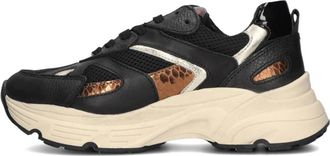 Omoda Zwarte Lage Sneakers Tokio - Dames - Sneakers - Zwart - 42 EU - Leer - Schoenen