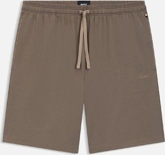HUGO BOSS Mens Embroidered Logo Shorts in Stretch Cotton - Brown - Size: 32/30/31