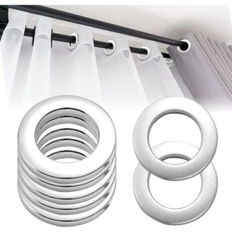OEM 50 Ojales De Cortina Con Clip, Desmontables, De Pl&aacute;stico, 33 Mm, Para Cortinas De Interior, Ventanas, Ducha, Vestidor Y Puertas (plateado) -crezuo