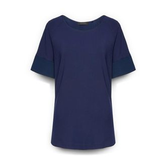 Elena Miro Tops, Dames, Blauw, 3Xl, Nylon, T-shirt met knopen op de rug