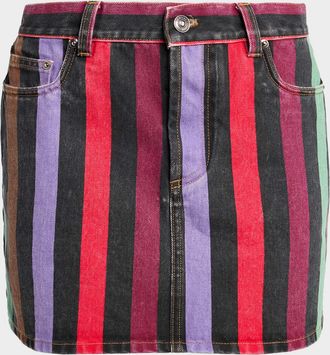 Versace Stripe Denim Mini Skirt