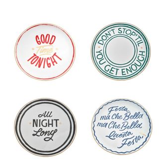 BITOSSI HOME Set of 4 Pcs. - Pizza Plate 32 cm - Good Time, Party, All Night, Dont Stop