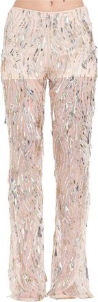 Simona Corsellini Polyamide Trousers - Silver/Beige