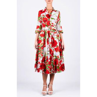 Samantha Sung A-Line Midi Aster Shirtdress in Fiori at Nordstrom, Size 16