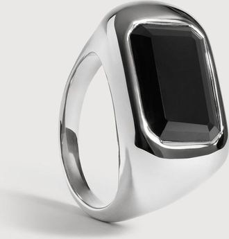 Monica Vinader Sterling Silver Power Cocktail Ring Black Onyx