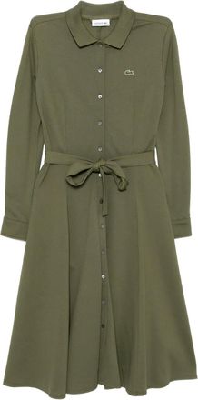 Lacoste Abito Petit Piqué con cintura - Verde