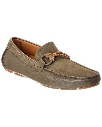 Ferragamo Front Gancini Suede & Leather Driver