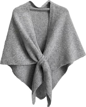 Generic Womens Solid Color Wool Blend Shawl Womens Knitted Fleece Shawl Scarf Wrap Casual Cozy Soft Comfortable Wraps for Fall & Winter (Gray, One Size)