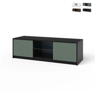 Aqa Mobile porta TV moderno con ante frontali cannettate 150x50x45cm Budapest - Verde